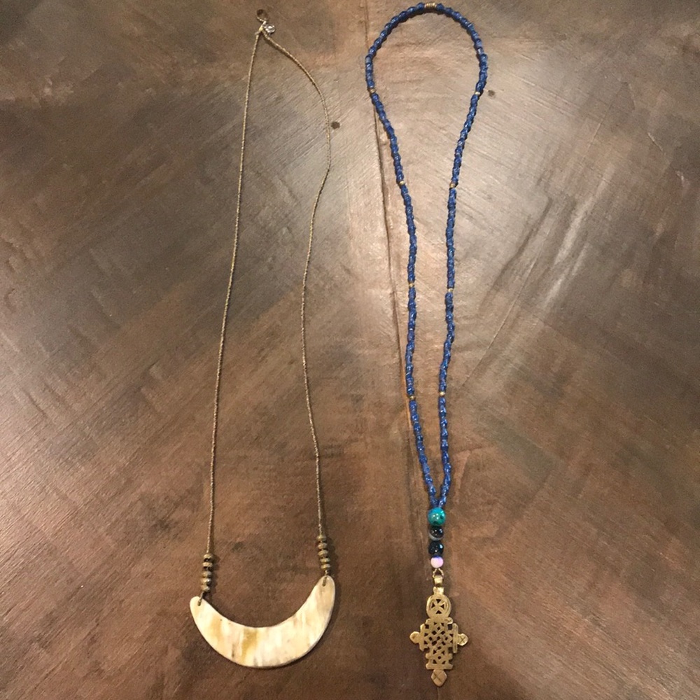 2 Akola Brand long statement necklaces